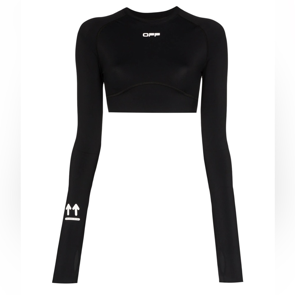 Off-White Black Long Sleeve Crop Top